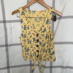 yellow floral cropped tank
